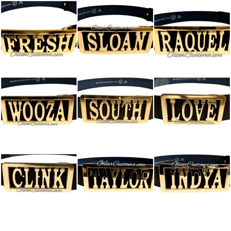 Massives Messing Mit 24 Karat Gold-Finishpersonalisierte Custom Made Name Gürtelschnalle. Vintage-stil. Jeder Bis Zu 8 Buchstaben von CustomNameBelts