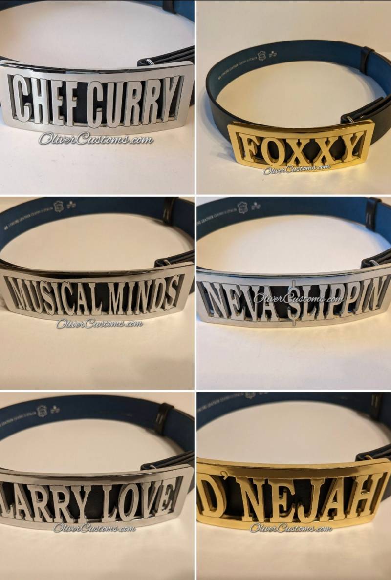Old School Hip Hop Custom Name Gürtelschnalle Personalisierte Poliertes Messing, Rose Gold Oder Chrom von CustomNameBelts