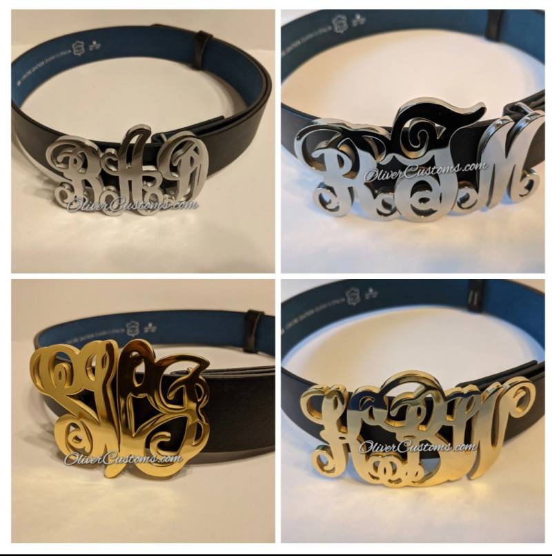 Personalisierte Benutzerdefinierte Monogrammierte Gürtelschnalle Ihre Drei Buchstaben-Initialen Personalisiert Aus Messing, Poliertem Roségold von CustomNameBelts