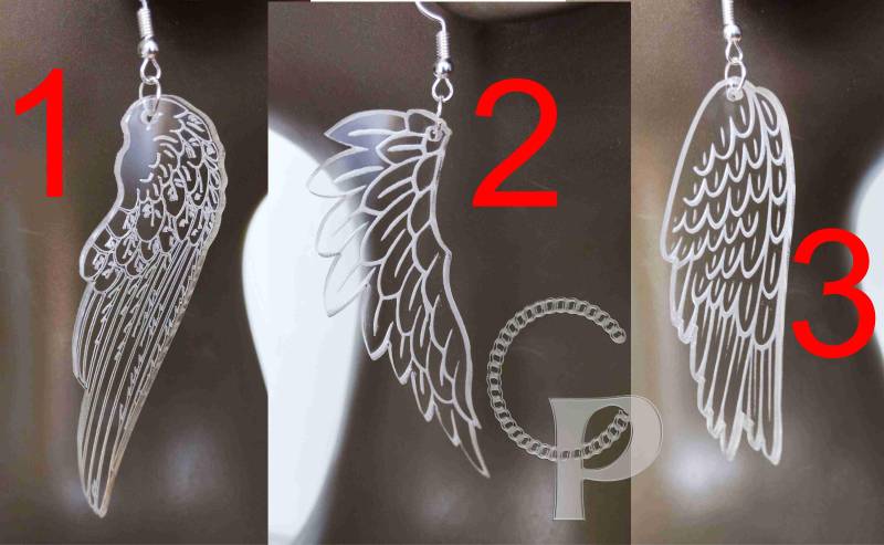 Laser Geschnittene Und Gravierte Klare Ohrhänger Aus Acrylglas in Glasoptik Engelsflügel Transparent Laser Geschnittene Und Gravierte Klare Ohrhänger Aus Acrylglas in Glasoptik Engelsflügel Transparent von CustomPiecesEU