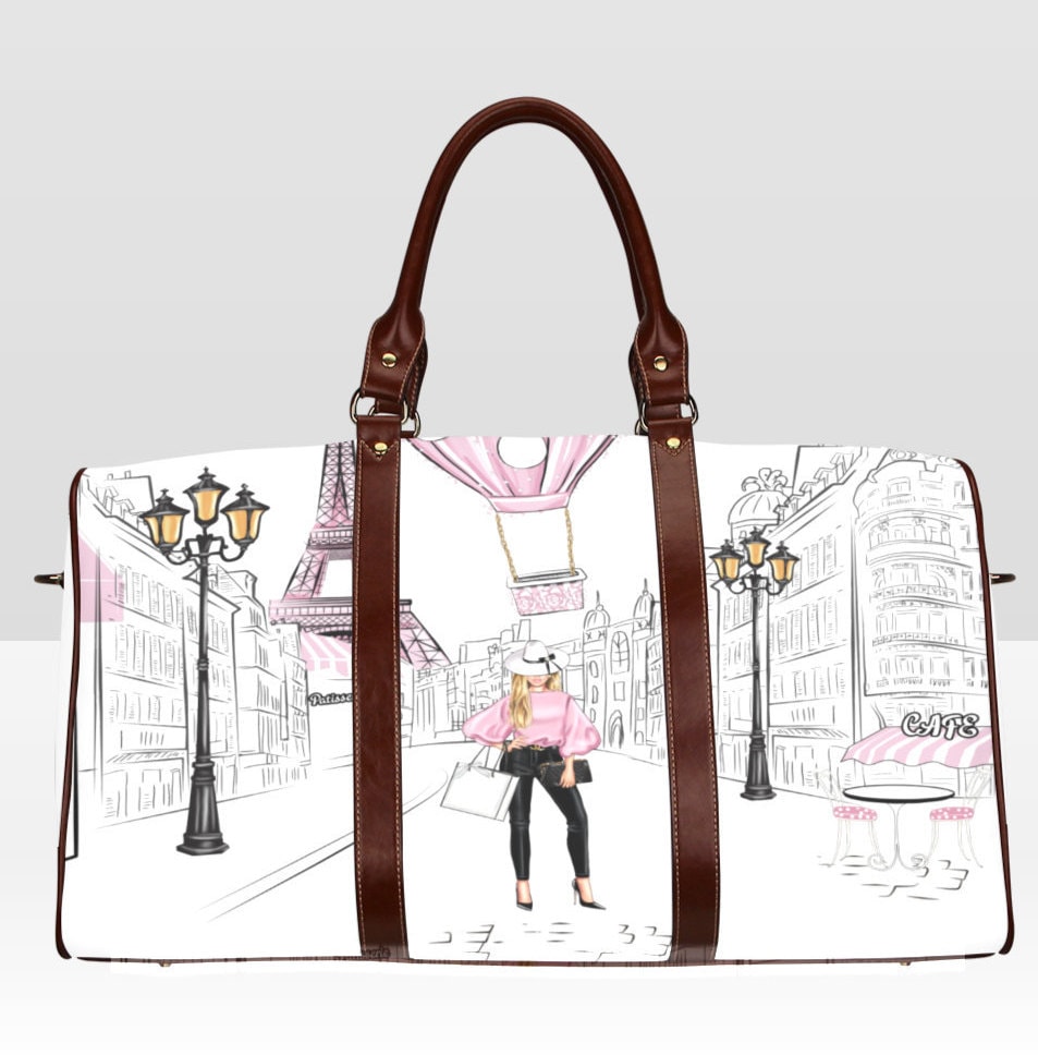 Paris Pink Thementasche, Weekender Tasche, Gepäcktasche, Overnight Bag, Reisetasche Für Frauen, Mädchen, Ledertasche von CustomReasons