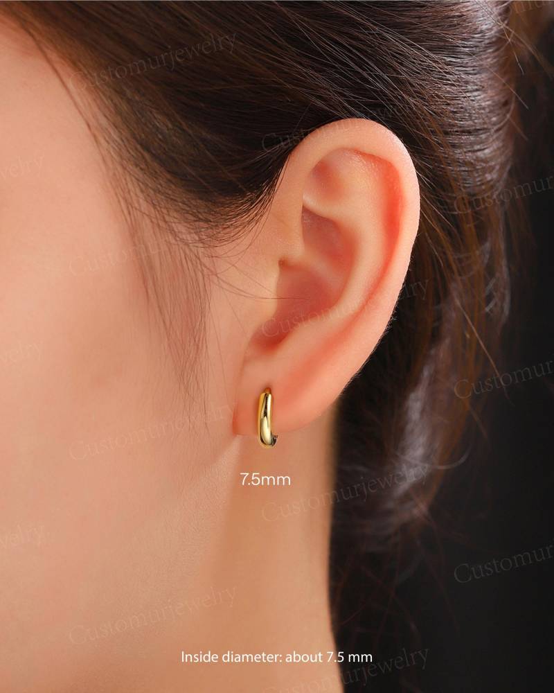 7.5 Mm & 10 Gold Creolen - Zeitloser Eleganter Ohrring Handgefertigter Schmuck Für Stilvolle Frauen Sterling Silber Ohrringe Von Customurjewelry von CustomUrJewelry