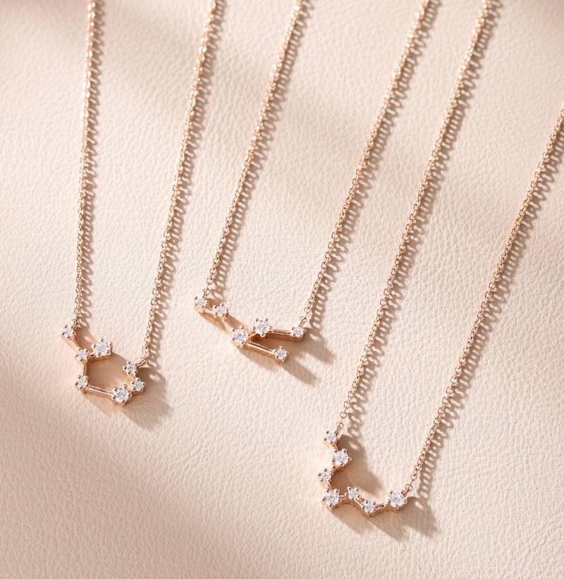 Benutzerdefinierte Astrologie Halskette Sterling Silber Cz Anhänger Sternzeichen Zierliche Rose Vergoldet Tägliche Tragen Spezielles Geschenk Für Sie von CustomUrJewelry