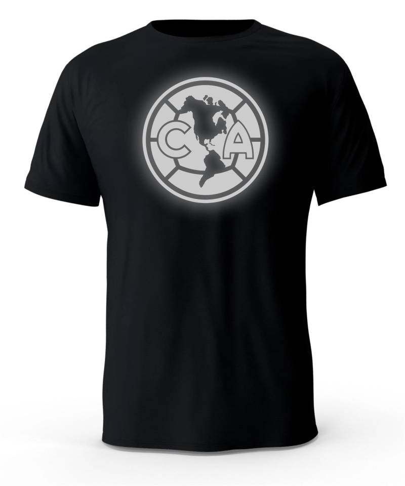 Amerika Aguilas Futbol Mexiko Schwarz Reflektierende Logo T-Shirt Playera von CustomVinylDecals777