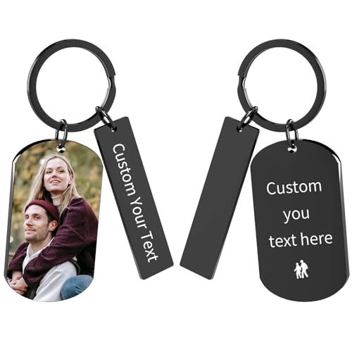 Customaster Personalisierter Schlüsselanhänger mit Bild Personalisierter Foto-Text-Schlüsselanhänger Hundemarke Schlüsselanhänger Geschenk für Familie Männer Freund Customaster Personalisierter Schlüsselanhänger mit Bild Personalisierter Foto-Text-Schlüsselanhänger Hundemarke Schlüsselanhänger Geschenk für Familie Männer Freund von Customaster