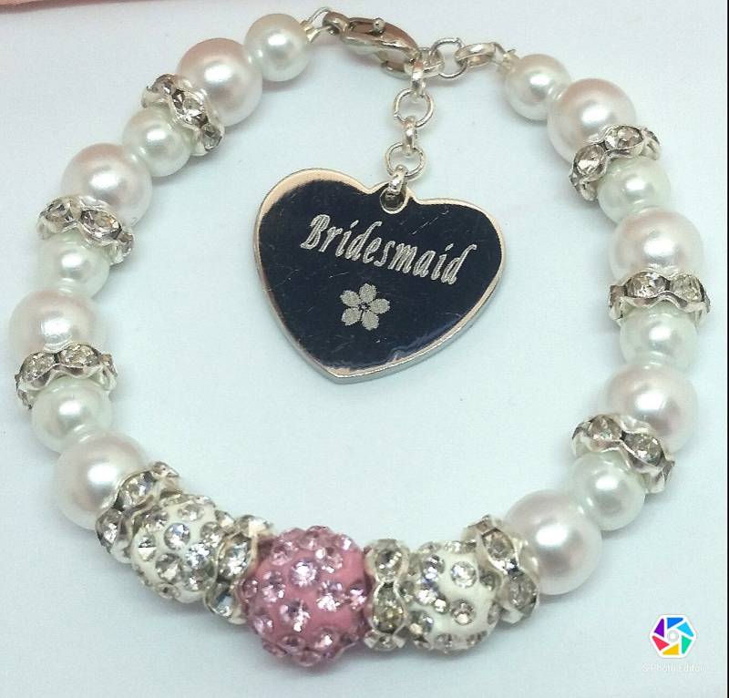 Armband Mit Gravur Blumenmädchen Brautjungfer Weihnachtsgeschenk Taufe Braut Hochzeit von CustomisedTreats