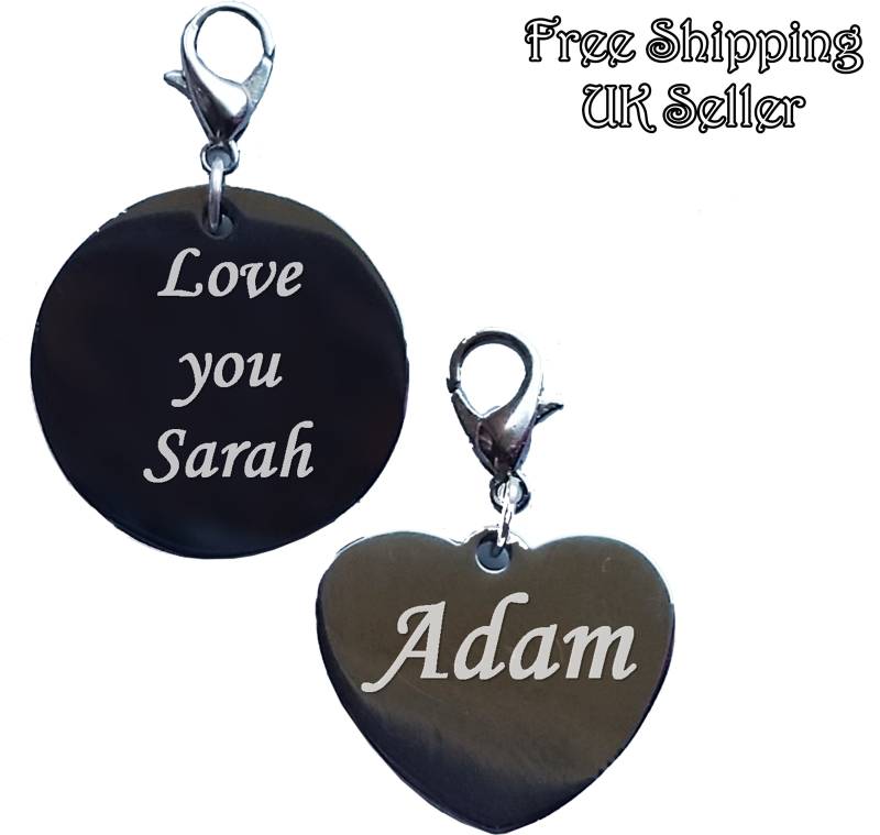 Benutzerdefinierte Herz Anhänger, Id Cat Dog Tag, Gravierter Runder Anhänger Für Halskette Armband Rucksack, Ihre Eigene Nachricht Graviert von CustomisedTreats