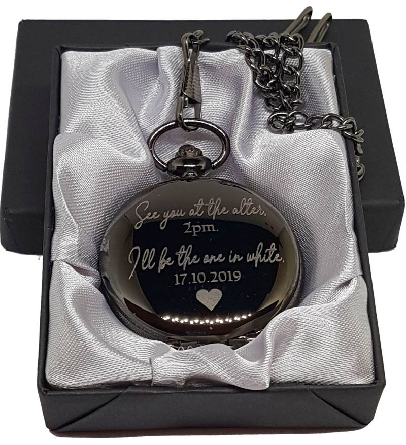 Benutzerdefinierte Taschenuhr Vatertag Hochzeitsgeschenk Personalisiertes Jubiläumsgeschenk Vater in Niedrigen Trauzeugen von CustomisedTreats