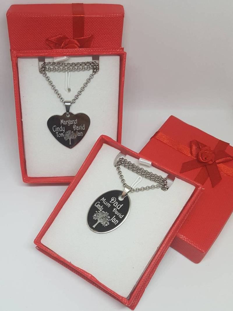 Personalisierte Baum Des Lebens Gravur Herz Halskette Großmutter Stammbaum Charme 1 Bis 5 Namen Edelstahl von CustomisedTreats