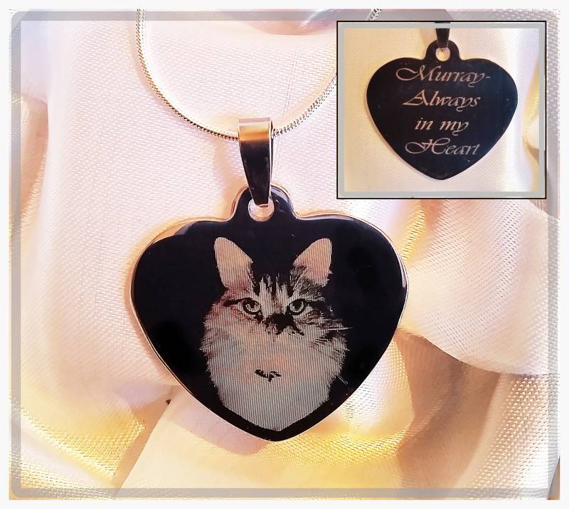 Personalisierte Foto + Text Halskette, Personalisierte Herz Anhänger, Halskette Benutzerdefinierte Pferd, Gravur Hundehalskette, Katzenhalskette von CustomisedTreats