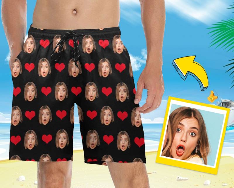 Benutzerdefinierte Gesicht Badehose Personalisierte Strand Shorts Mit Foto Lustige Männer Casual Geschenke Sommer Schnell Trocknend Surfen Board von CustomizationHouse