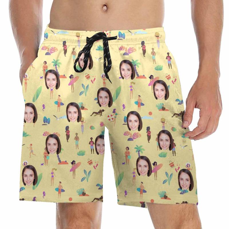 Benutzerdefinierte Gesicht Badehose Personalisierte Strand Shorts Mit Foto Lustige Männer Casual Geschenke Sommer Schnell Trocknend Surfen Board von CustomizationHouse