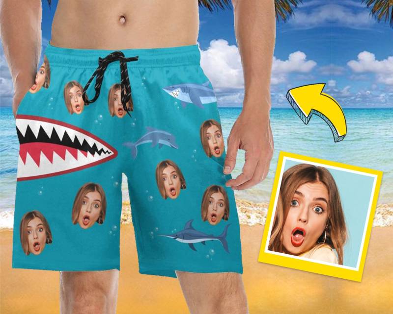 Personalisiertes Gesicht Badehose Personalisierte Strand Shorts Mit Foto Lustige Herren Casual Schnell Trocken Surfbrett Bademode Geschenk von CustomizationHouse