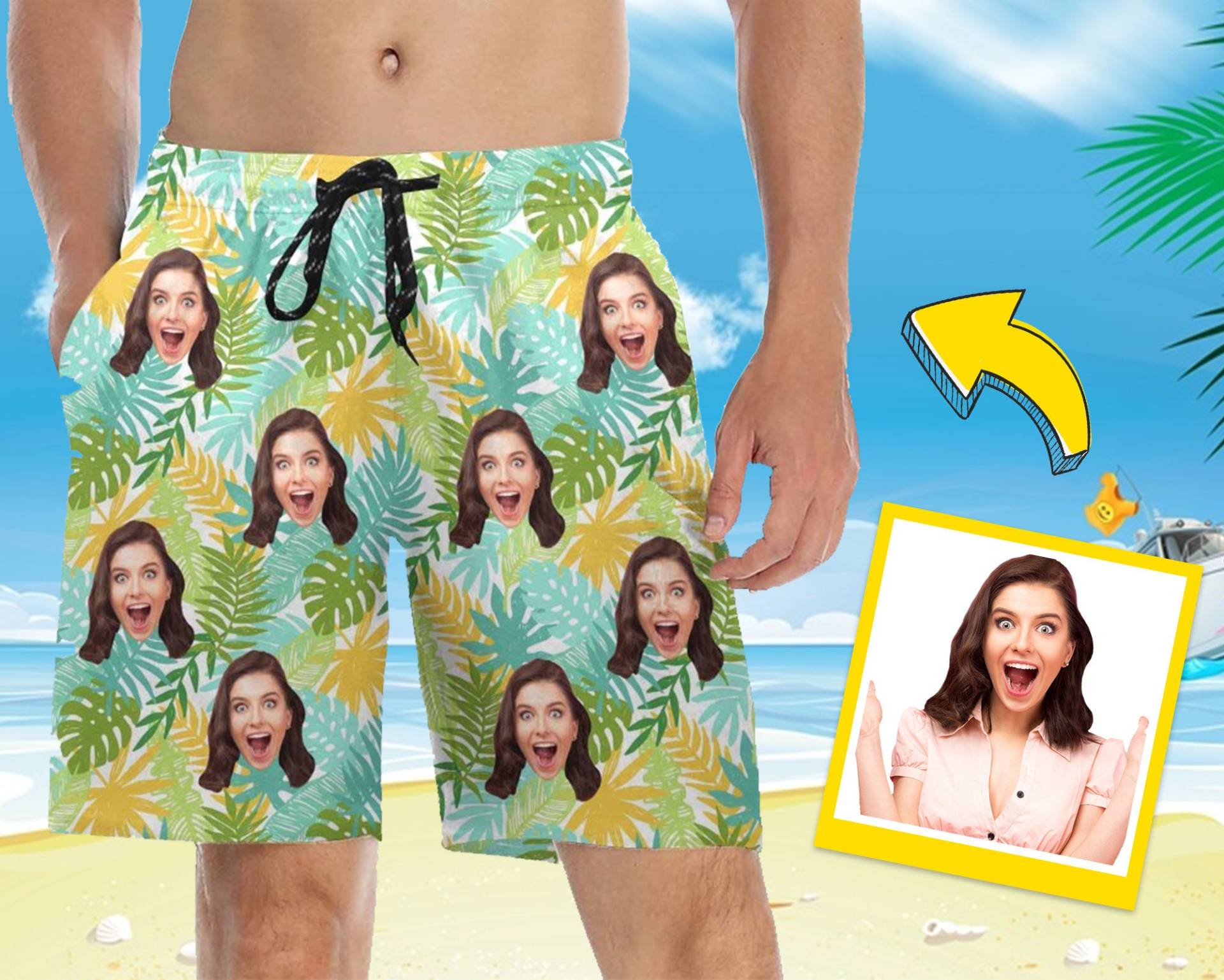 Personalisiertes Gesicht Badehose Personalisierte Strand Shorts Mit Foto Lustige Herren Casual Schnell Trocken Surfbrett Bademode Geschenk von CustomizationHouse