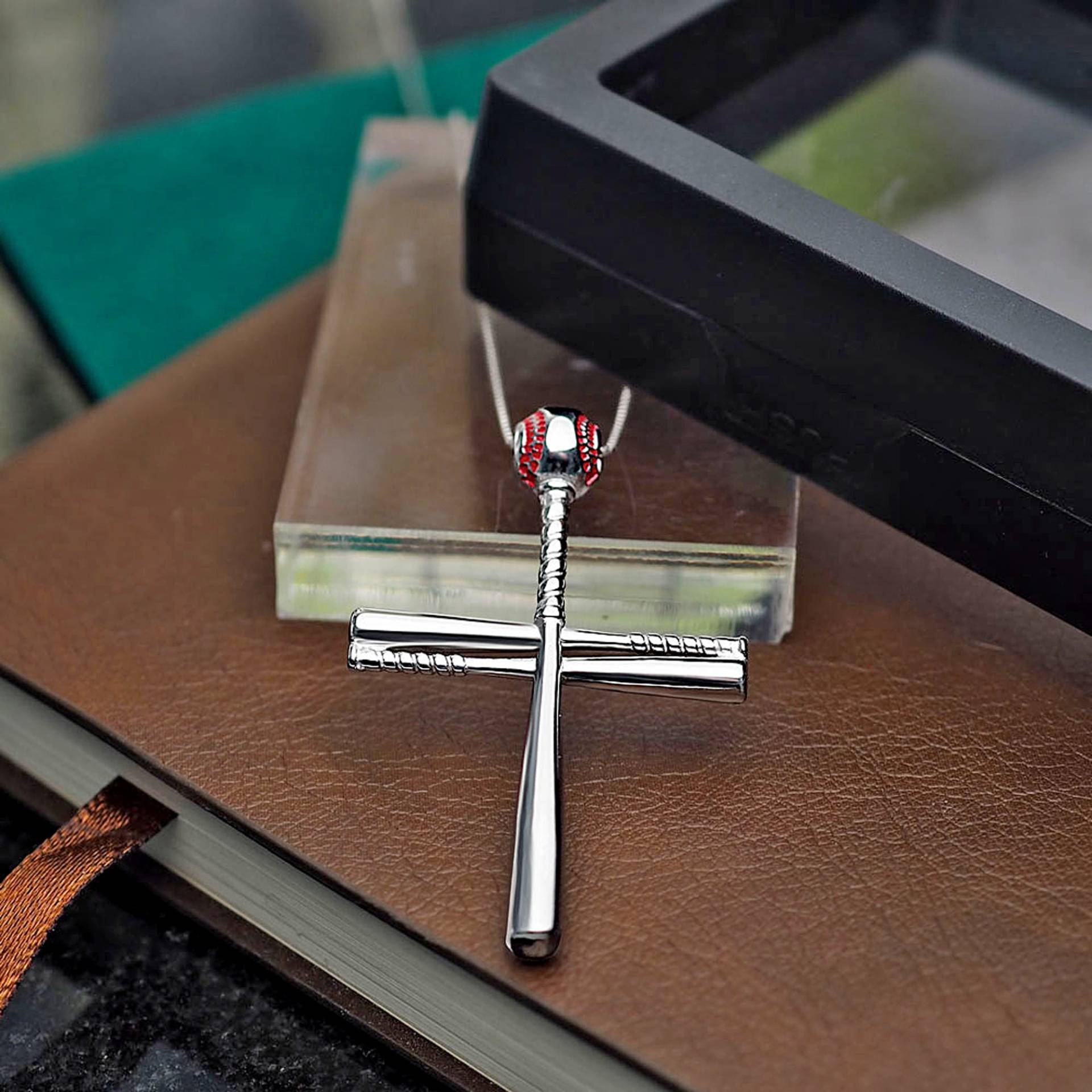 Baseballschläger Kreuz Anhänger W/20-Zoll-Kette von CustomizeTheCharms