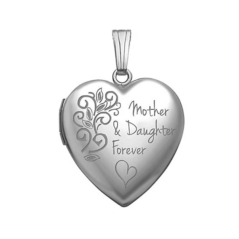 Mutter-Tochter Medaillon Halskette Sterling Silber Mutter & Tochter Für Immer Herz Foto von CustomizeTheCharms
