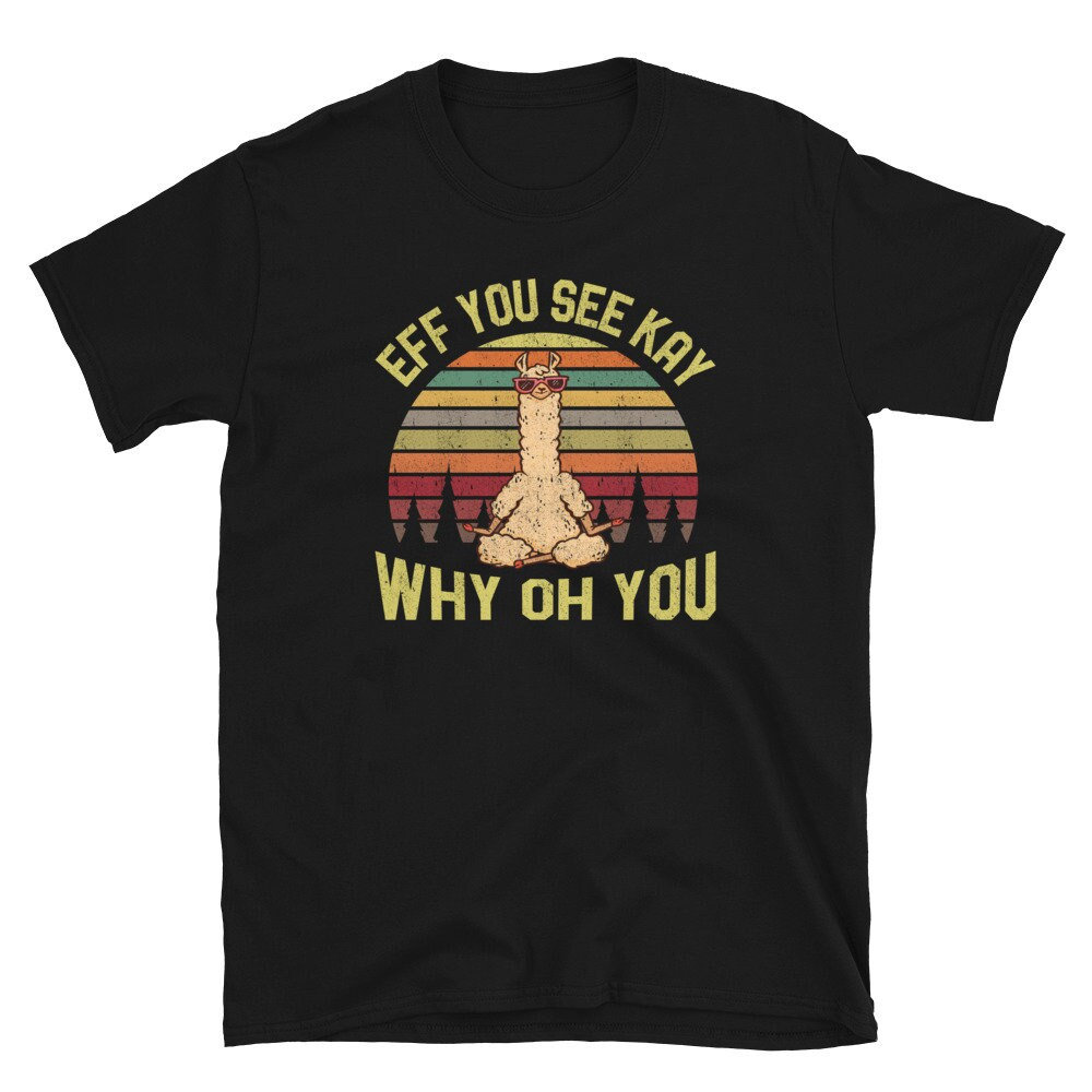 Eff You See Kay Why Oh T-Shirt, Lustiges Lama, Retro, Sonnenuntergang, Vintage, Yoga, Meditation Shirt von Customkittshirts