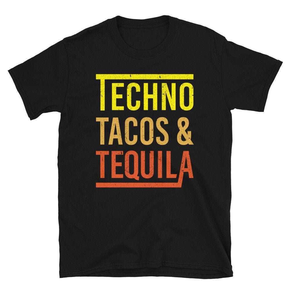 Techno Tacos & Tequila Shirt, Latein Fiesta T-Shirt, Party Urlaubs Tshirt, Urlaubsmode von Customkittshirts