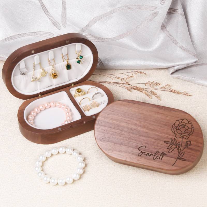Benutzerdefinierte Geburtsblume Schmuckschatulle Aus Holz, Personalisierte Mit Gravur, Geschenk Für Sie, Brautjungfern Oder Zum Jahrestag Benutzerdefinierte Geburtsblume Schmuckschatulle Aus Holz, Personalisierte Mit Gravur, Geschenk Für Sie, Brautjungfern Oder Zum Jahrestag von Custrend