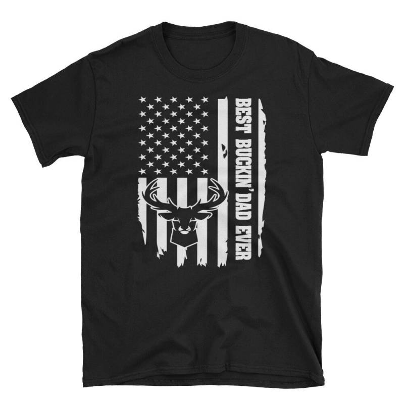 Beste Buckin' Papa Lustige Jäger Väter Tag Kurzarm T-Shirt von CustummMerch