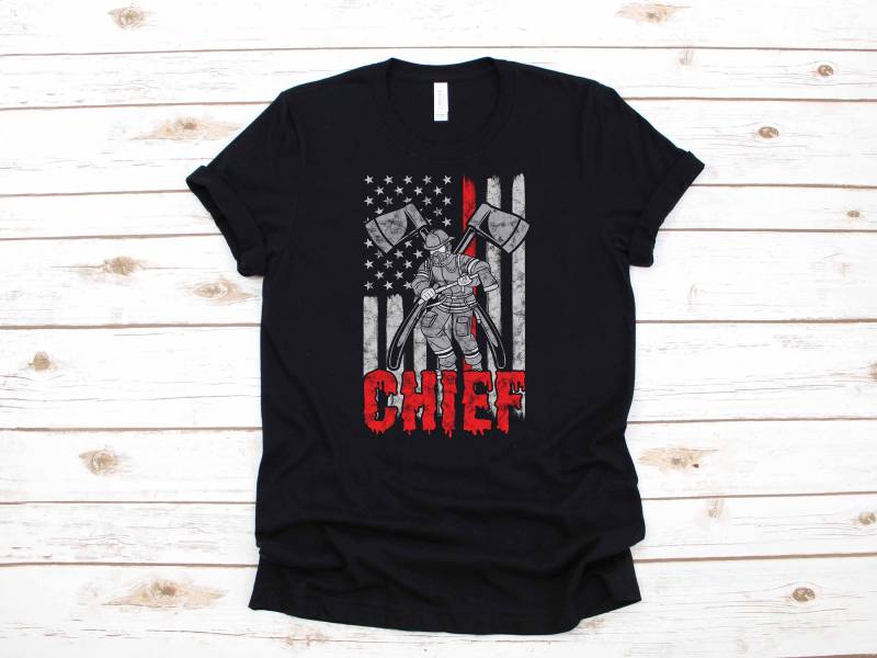Feuerwehrmann Chief Dünne Rote Linie Usa Flagge Geschenk | T-Shirt Lange Ärmel Sweatshirt Hoodie Tank-Top von CustummMerch