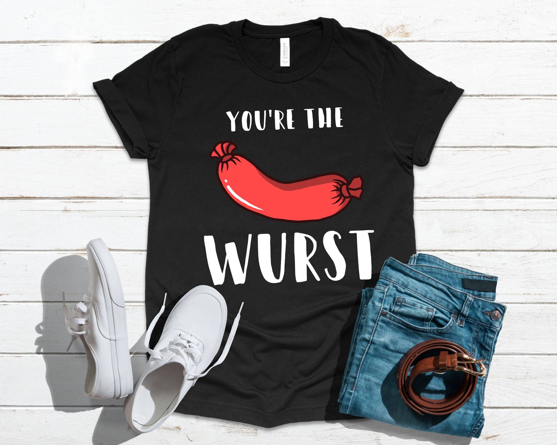Lustige Bratwurst Wurst Oktoberfest | T-Shirt Tank-Top Hoodie Sweatshirt Lange Ärmel Bekleidung Geschenk von CustummMerch