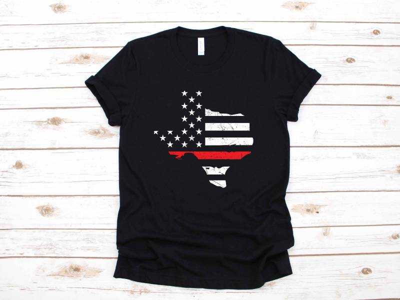 Texan Feuerwehrmann Texas Dünne Rote Linie Usa Flagge Geschenk | T-Shirt Lange Ärmel Sweatshirt Hoodie Tank-Top von CustummMerch