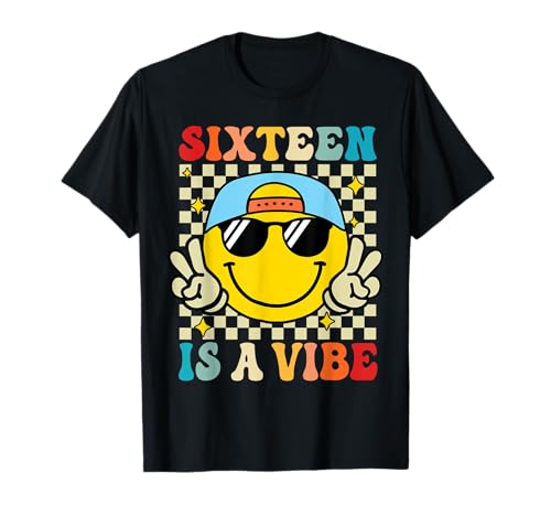 Sixteen is A Vibe 16. Geburtstag Groovy Boys 16 Jahre alt T-Shirt Sixteen is A Vibe 16. Geburtstag Groovy Boys 16 Jahre alt T-Shirt von Cute 16th Birthday Retro Groovy Tees Gifts