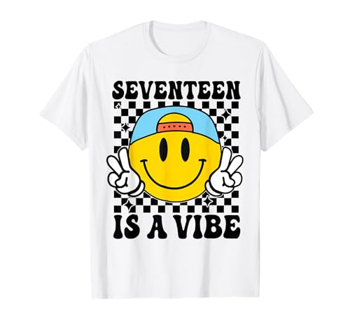 Seventeen is A Vibe 17. Geburtstag Groovy Boys 17 Jahre alt T-Shirt Seventeen is A Vibe 17. Geburtstag Groovy Boys 17 Jahre alt T-Shirt von Cute 17th Birthday Retro Groovy Tees Gifts