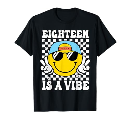 Eighteen is A Vibe 18. Geburtstag Groovy Boys 18 Jahre alt T-Shirt Eighteen is A Vibe 18. Geburtstag Groovy Boys 18 Jahre alt T-Shirt von Cute 18th Birthday Retro Groovy Tees Gifts