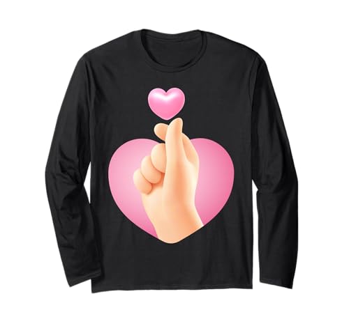 Niedliches 3D-Fingerherz, lustiges Unisex-Design für Männer und Frauen Langarmshirt von Cute 3D Finger Heart Funny Unisex Design For Tee