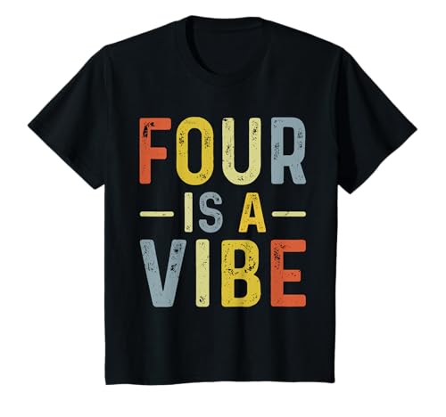 Kinder Four is A Vibe zum 4. Geburtstag, Vintage-Stil, für Jungen und Mädchen, 4 Jahre T-Shirt Kinder Four is A Vibe zum 4. Geburtstag, Vintage-Stil, für Jungen und Mädchen, 4 Jahre T-Shirt von Cute 4th Birthday Retro Groovy Tees Gifts