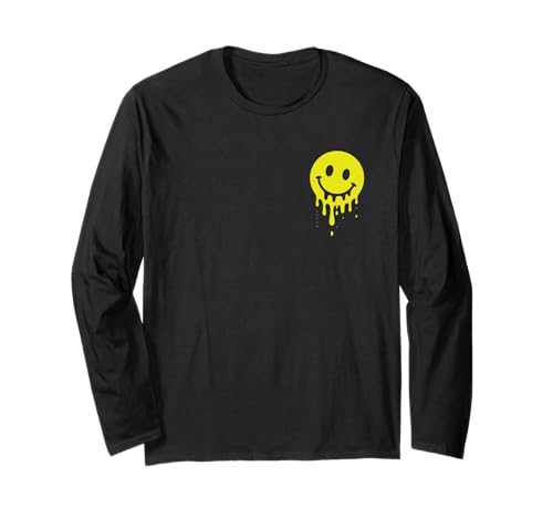 Melting Yellow Smile Face Melted Dripping Happy Face für Kinder Langarmshirt von Cute 80s Smile Happy Tee