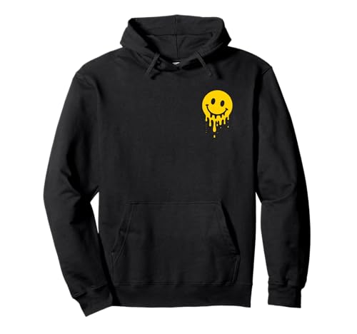 Melting Yellow Smile Face Melted Dripping Happy Face für Kinder Pullover Hoodie von Cute 80s Smile Happy Tee