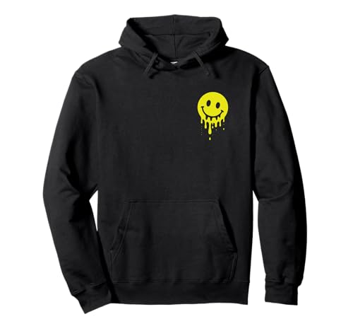 Melting Yellow Smile Face Melted Dripping Happy Face für Kinder Pullover Hoodie von Cute 80s Smile Happy Tee
