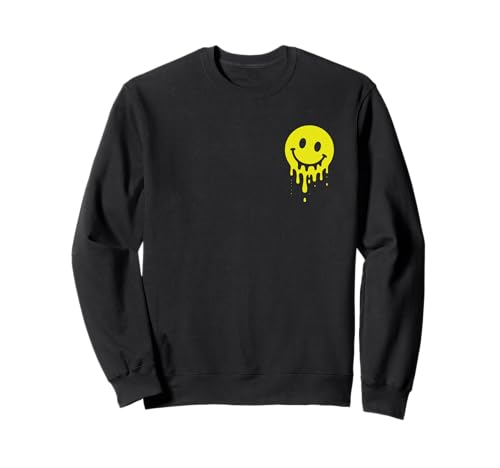 Melting Yellow Smile Face Melted Dripping Happy Face für Kinder Sweatshirt von Cute 80s Smile Happy Tee