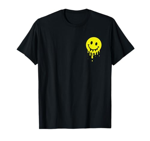 Melting Yellow Smile Face Melted Dripping Happy Face für Kinder T-Shirt von Cute 80s Smile Happy Tee