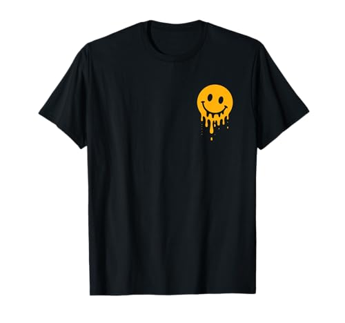 Melting Yellow Smile Face Melted Dripping Happy Face für Kinder T-Shirt von Cute 80s Smile Happy Tee