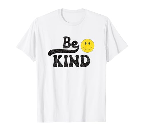 Retro Be Kind Gelb Happy Face Positive Vibe Smile Face Fun T-Shirt von Cute 80s Smile Happy Tee