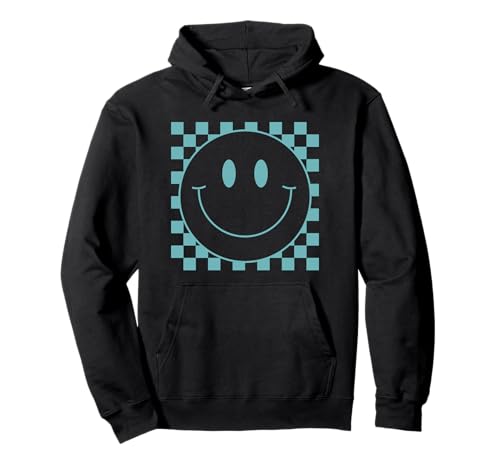 Süßes blau Kariertes Lächeln Gesicht Frieden lächelnd Happy Face Boy Pullover Hoodie von Cute 80s Smile Happy Tee