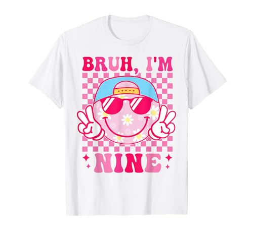 Bruh I'm Nine 9 zum 9. Geburtstag Groovy Girls 9 Jahre alt T-Shirt Bruh I'm Nine 9 zum 9. Geburtstag Groovy Girls 9 Jahre alt T-Shirt von Cute 9th Birthday Retro Groovy Tees Gifts
