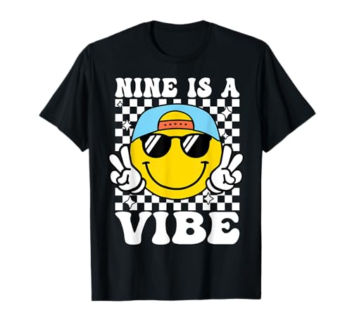 Nine is A Vibe zum 9. Geburtstag, fetzige Jungs, Mädchen, 9 Jahre T-Shirt von Cute 9th Birthday Retro Groovy Tees Gifts