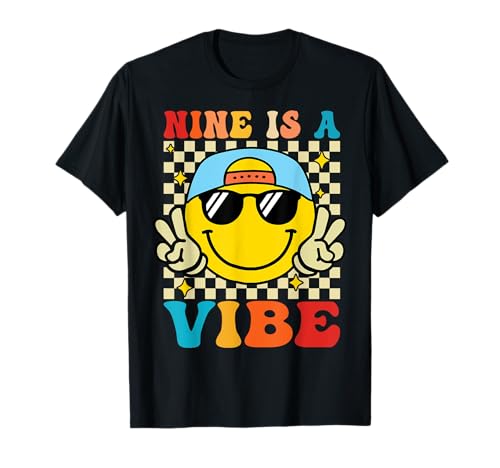 Nine is A Vibe zum 9. Geburtstag, fetzige Jungs, Mädchen, 9 Jahre T-Shirt von Cute 9th Birthday Retro Groovy Tees Gifts