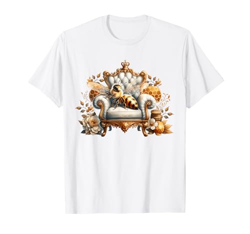 Honey Bee Queen On A Victorian Chair for Women Floral Flower T-Shirt von Cute Aesthetic Bee Gifts With Bees For Women Girls