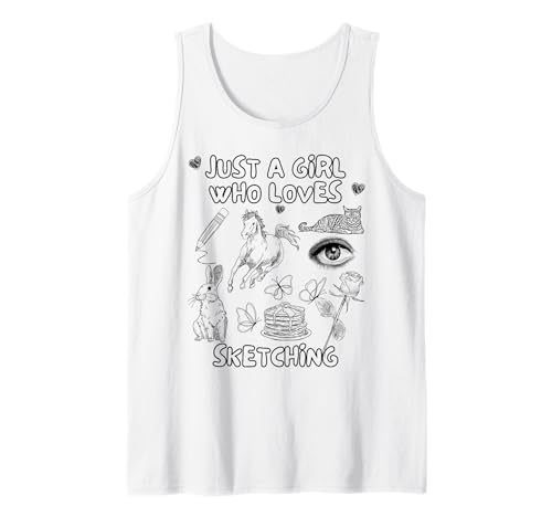 Just A Girl Who Loves Sketching Damen Artbook Sketching Tank Top Just A Girl Who Loves Sketching Damen Artbook Sketching Tank Top von Cute Aesthetic Sketch Artist Creative Artist Merch