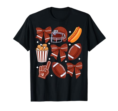 Fußball Kokette Schleife Frauen Mädchen Kinder Fußball Cheer Mom T-Shirt Fußball Kokette Schleife Frauen Mädchen Kinder Fußball Cheer Mom T-Shirt von Cute American Football Coquette Bow Designs Co.