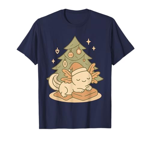 Axolotl Weihnachten Cozy mit Baum und Kissen T-Shirt Axolotl Weihnachten Cozy mit Baum und Kissen T-Shirt von Cute Amphibians