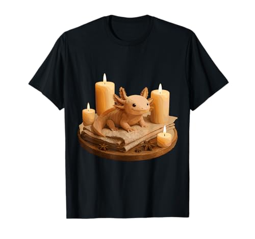 Künstlerischer Axolotl mit Kerzen Cozy Boho T-Shirt von Cute Amphibians