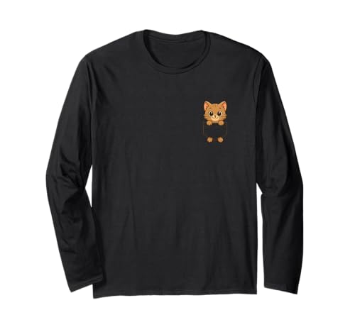 Lustiges Kätzchen-Tier in der Tasche für Kinder, Damen, Herren, niedliche Katze Langarmshirt von Cute Animal In Pocket Funny Cat In Pocket shirt