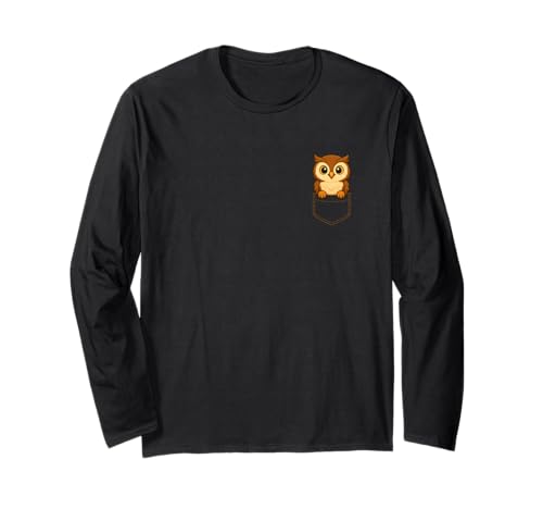 Kinder Frauen Männer Lustiges Tier In Tasche Niedliche Tasche Eule Langarmshirt von Cute Animal In Pocket Funny Owl In Pocket shirt
